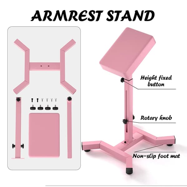 Tatuering Armstöd, Justerbar Höjd, Stabil Design,Rosa