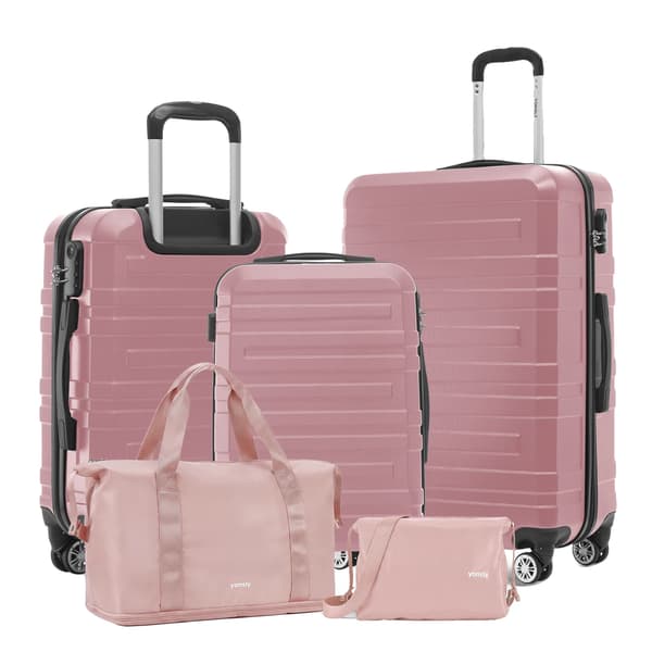 Kuffertsæt, Holdbart ABS-materiale, Ergonomisk Design,Rosen guld (20+24+28 tommer)