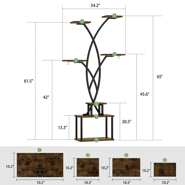 Plantebord, Integrerede Vækstlys, Multifunktionel Display,SORT og BRUN