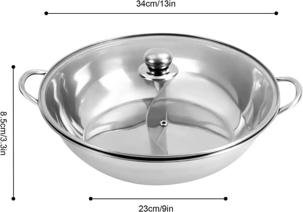 Hot Pot, Rostfritt Stål, Dubbel Matlagning Design,silver