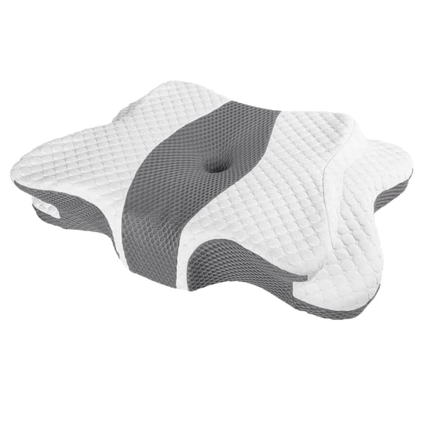Nakkepude, Ergonomisk Design, Smertelindring,Grå Hvid