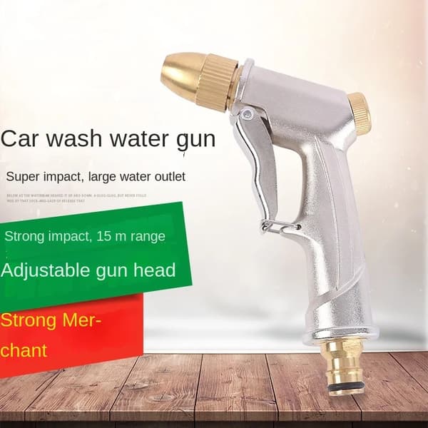 Trädgårdsvattenpistol, Metall- och Messingskonstruktion, Högtrycksspray,Silver