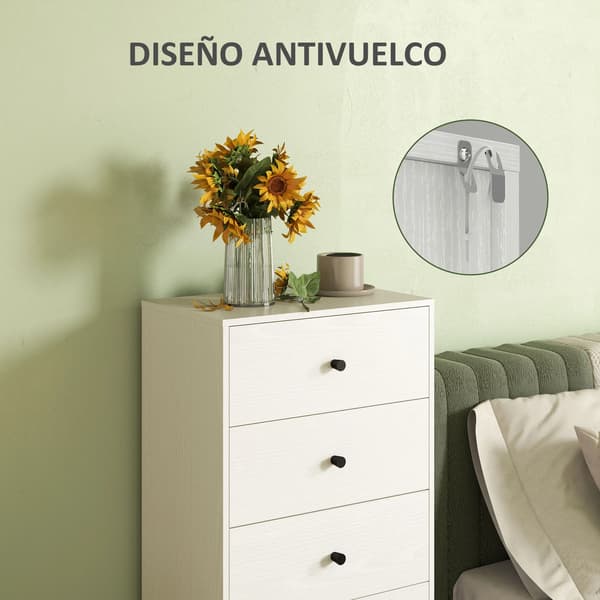 Byrå, Modern Design, 5 Lådor Förvaring, VIT