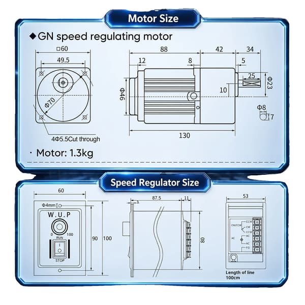Motorhastighetsregulator, Justerbar Hastighet, Kompakt Design,svart