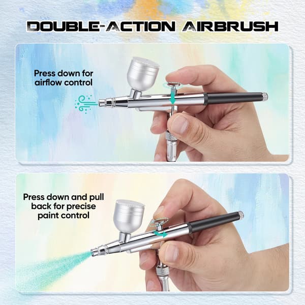 Airbrush-sæt, højtrykskompressor, alsidige dyser,sort