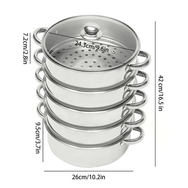 Ångkokare, 5-lagers konstruktion, glaslock,26cm