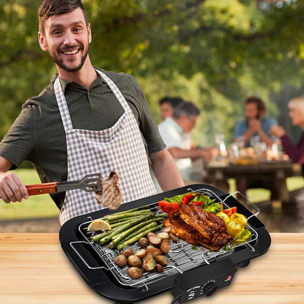 Elektrisk Grill, Bærbart Design, Justerbar Temperaturkontrol,sort, EU