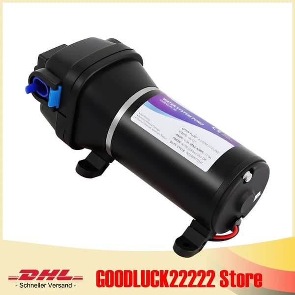 Boosterpump, hög flödeshastighet, automatisk tryckkontroll,svart, 12V