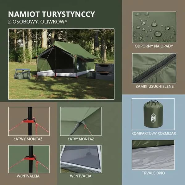 Campingtält, Vattentåligt Material, E-Port Ventilation,Grön