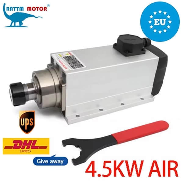 Spindelmotor, 4,5 kW, luftkyld design,Endast spindel