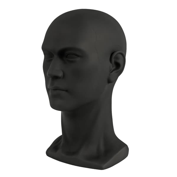 Mannequinhuvud, Lättviktsdesign, Hållbart PVC-material,Matt svart