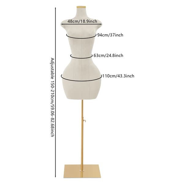 Klädform Mannequin, Justerbar Höjd, Modern Design,Vit