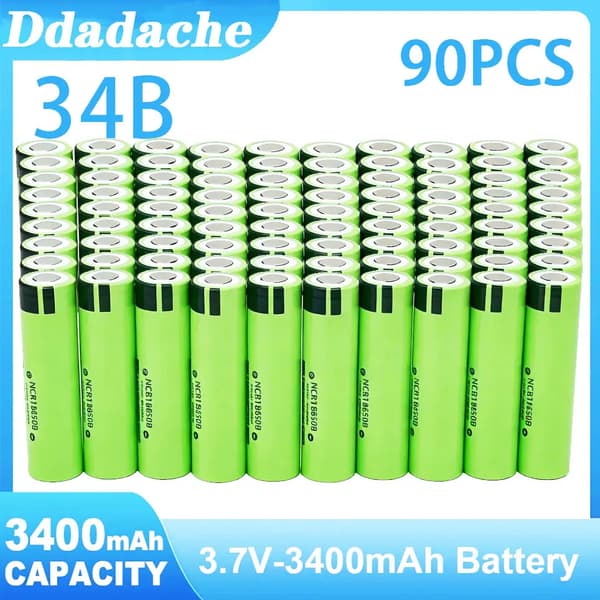 Litiumjonbatteri, 3400mAh, 3.7V, 34B-3400mah-90pcs