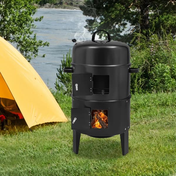 Grill, Multifunktionel Røger, Bærbar Design,sort
