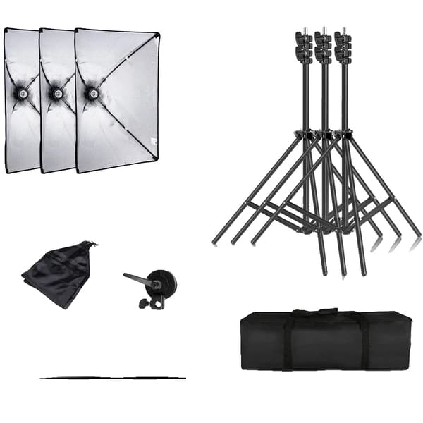 Softbox-belysningskit, E27-bas, bärbart ljusstativ,3st 20W glödlampor