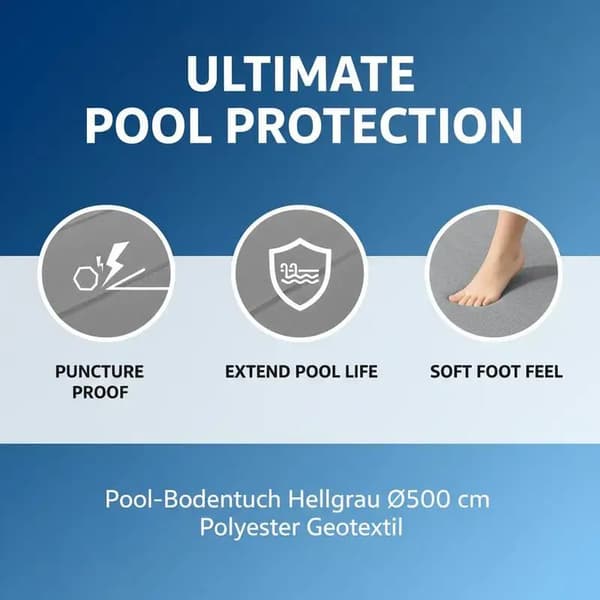 Poolfoder, Hållbar Polyester Geotextil, Ø500 cm Kompatibilitet,Ljusgrå