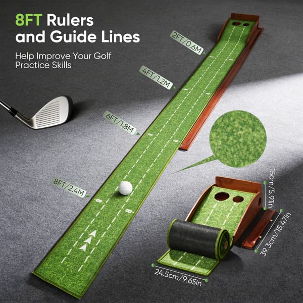 Golfmatta, Automatisk Bollåtervinning, Solid Träbas,grön
