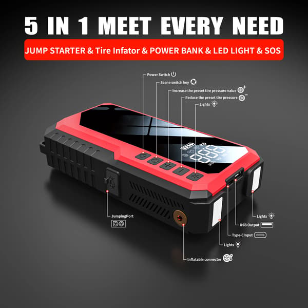 Luftpump, Bärbar Startare, Powerbank,Cid17