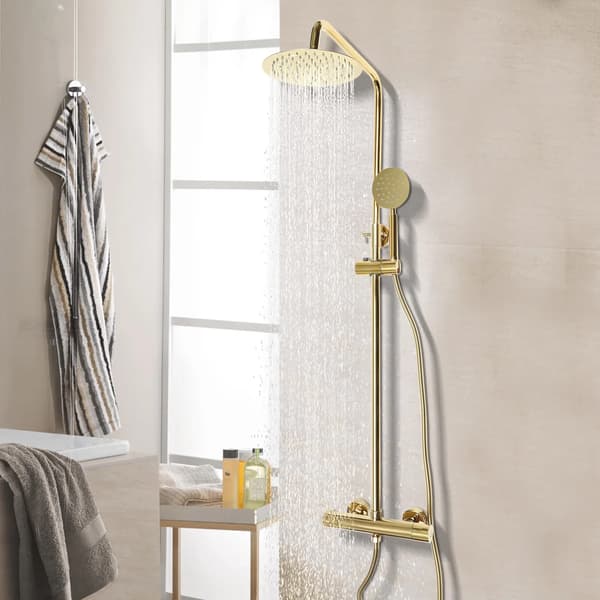 Regnbruser System, 360° Drejbar Top Spray, Holdbart Messing og Rustfrit Stål,Guld