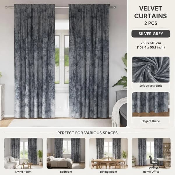 Gardin, Velourmateriale, Vandtæt Design,Gris
