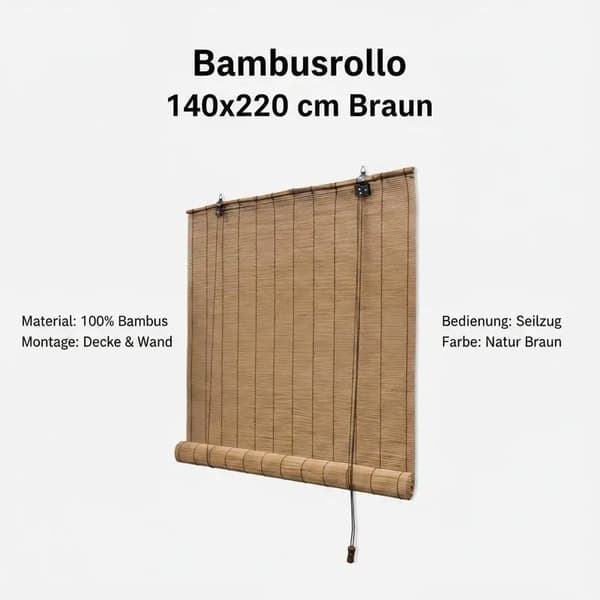 Bambu Rullgardin, Naturlig Estetik, Ljuskontroll,Brun