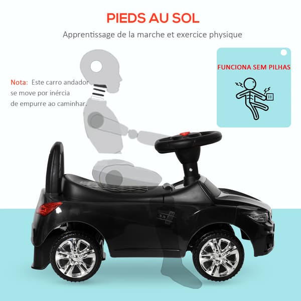 Børne Ride-on Bil, Multifunktionelt Legetøj med Opbevaring, Sikker Design,sort