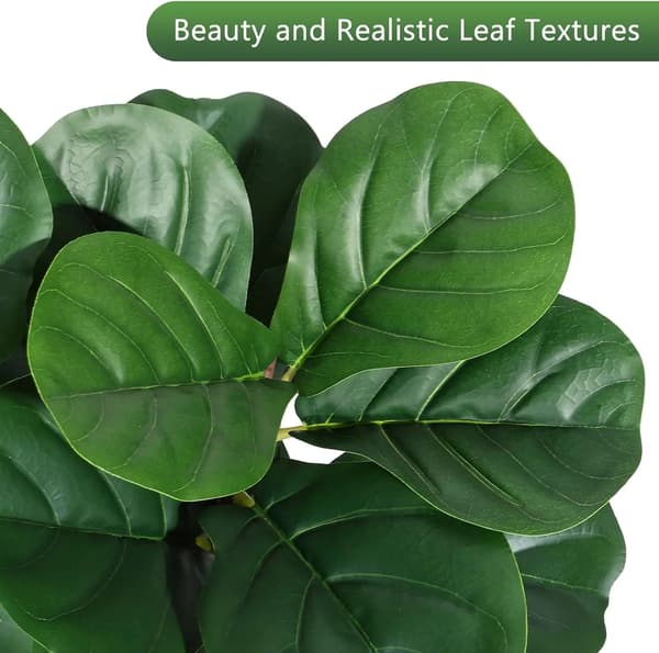 Fiddle Leaf Fig Träd, 6FT Höjd, 108 Löv, 9-tums Kruka, Viktad Cementbas, Hög Densitet PVC