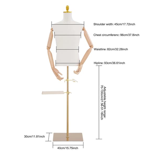 Mannequin Torso, Justerbar Höjd, Hållbar Konstruktion,Trä