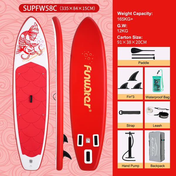 Oppustelig Paddle Board, Skridsikker Overflade, Komplet Tilbehørssæt,SUPFW58C