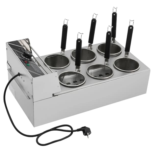 Noodle Cooker, Rustfrit Stål, 20L Kapacitet, 6 Huller, 2000W Effekt, 220V Spænding