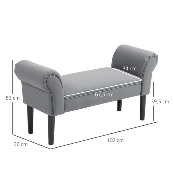 Bänk, Vadderad Sittplats, Modern Stil, MÖRKGRÅ