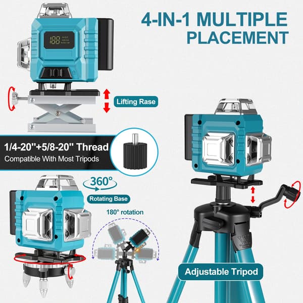 Laser Niveau, 360° Synlighed, Selv-nivellerende System,Med stativ