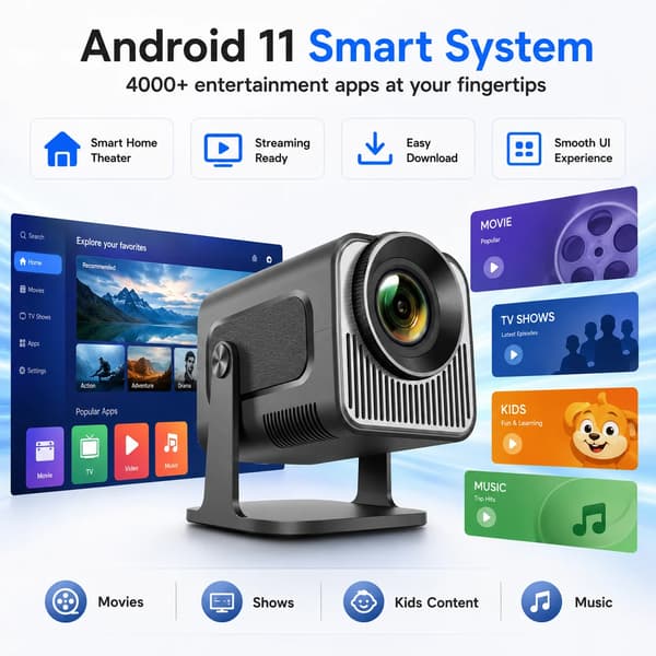 Mini Projektori, Android 11, Langaton Yhteys,LCD-projektori