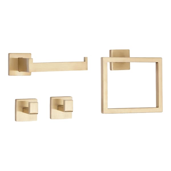 Badrumsaccessoarer Set, Väggmonterad, Rostfritt Stål Konstruktion,5st Guld