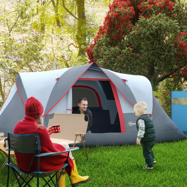 Campingtält, Rymlig Design, Vattentäta Funktioner,GRÅ