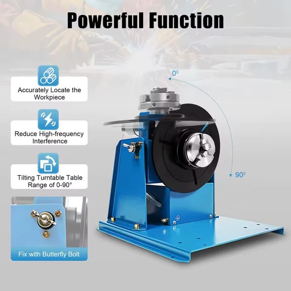 Rotary Welding Positioner, Compact Design, Adjustable Angle, Blue, 220V