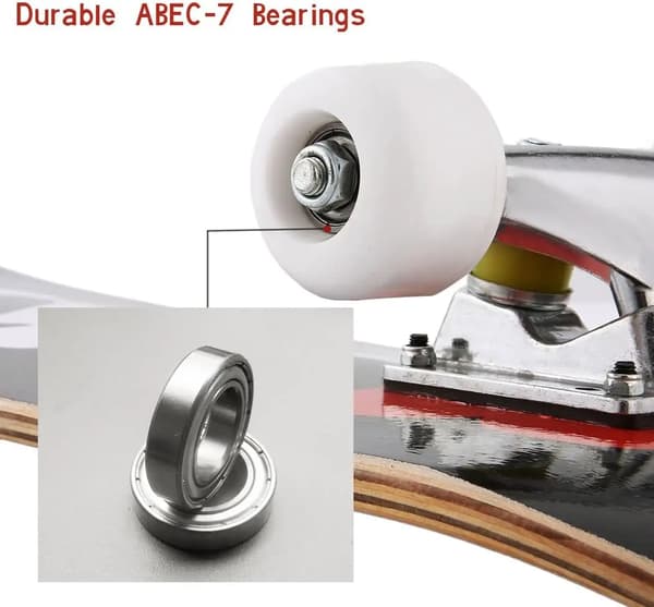 Skateboard, Ahorntræ, 78,5 x 19,5 x 9,5 cm, Op til 110 kg Kapacitet, ABEC-7 Lejer, PU Hjul