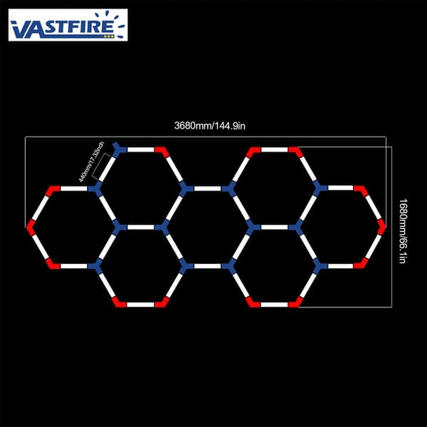 LED Garage Light, Hexagonal Design, 6500K Ljusstyrka,7-Hål-B