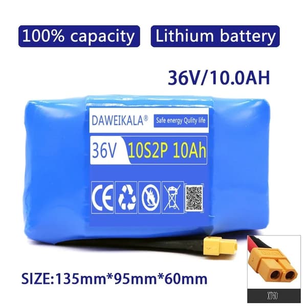 Batteripack, 36V, 7000mAh litiumjon, 10Ah