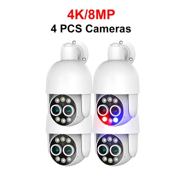 Hem säkerhetskamera, 8MP Ultra HD, nattseendefunktion,4PCS 8MP PTZ Kamera