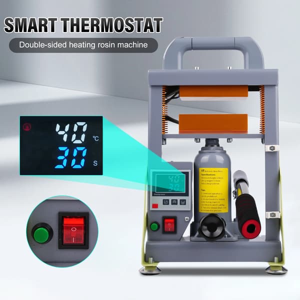 Manuel hydraulisk varmepresser, 5 tons kapacitet, 600W effekt, dobbelt varmeplader, intelligent digital LCD-controller, kan modstå 7 tons tryk
