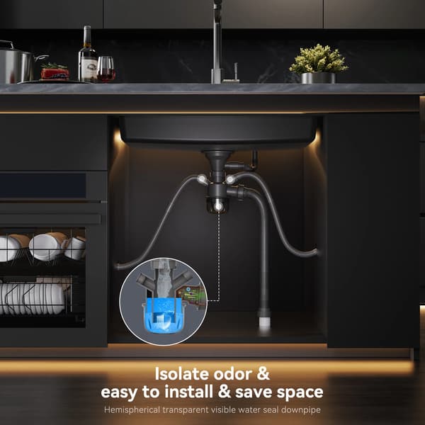 Køkkenvask, Komposit Granitmateriale, Ergonomisk Design,sort