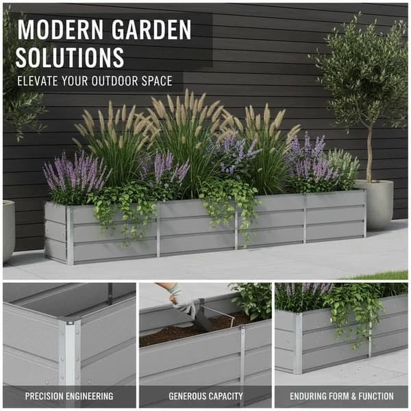 Planter, Stål Konstruktion, Vejrbestandig,Lys Grå