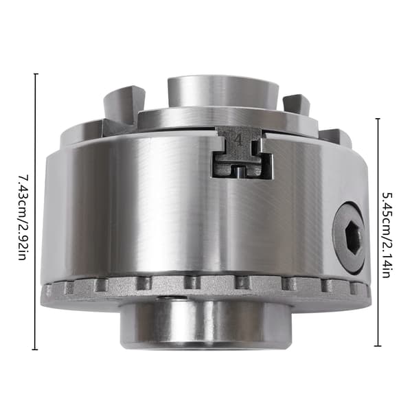 Svarvchuck, 4-kälsdesign, Justerbar klämmekanism,Silver