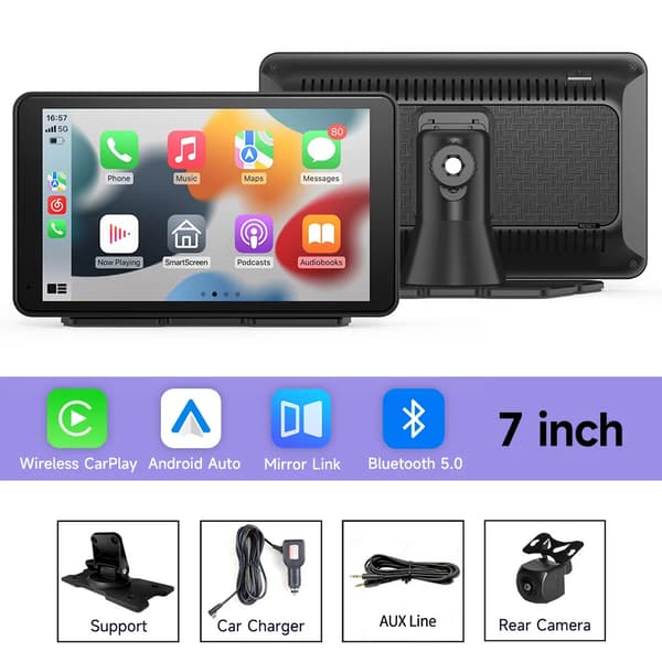 Dash Cam, Stor IPS Skærm, Flersproget Support,7 med AHD