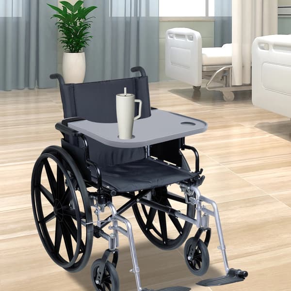 Rullstolsbricka, Ergonomisk Design, Inbyggda Kopphållare,GRÅ