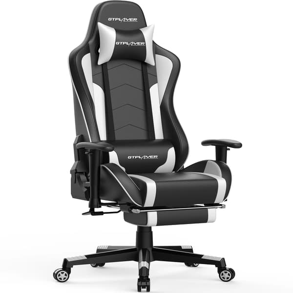 Spelstol, Bluetooth-högtalare, Ergonomisk design,Svart-Vit
