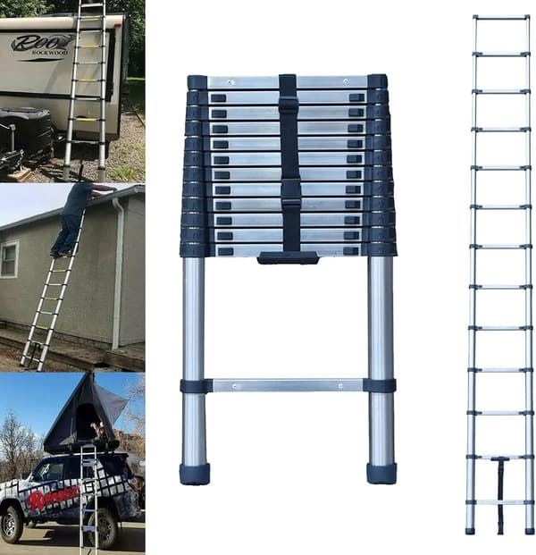 Teleskopstige, Konstruktion i rustfrit stål, 13-trins design,3.8M