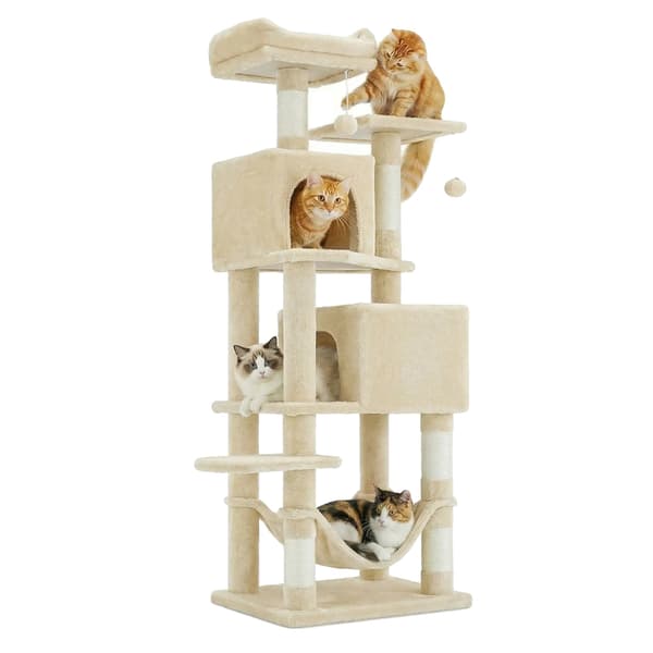 Kattetårn, Multi-Niveau Design, Forstærkede Kradsepæle,Beige