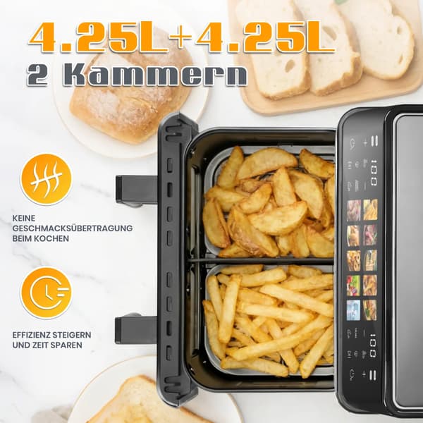Lufttørrer, 2000W Effekt, Berøringskontrol,sort